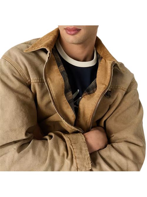 Giacca reversibile unisex in cotone beige con motivo check Golden Goose | GUP02747.P002655.55559CARTOUCHE